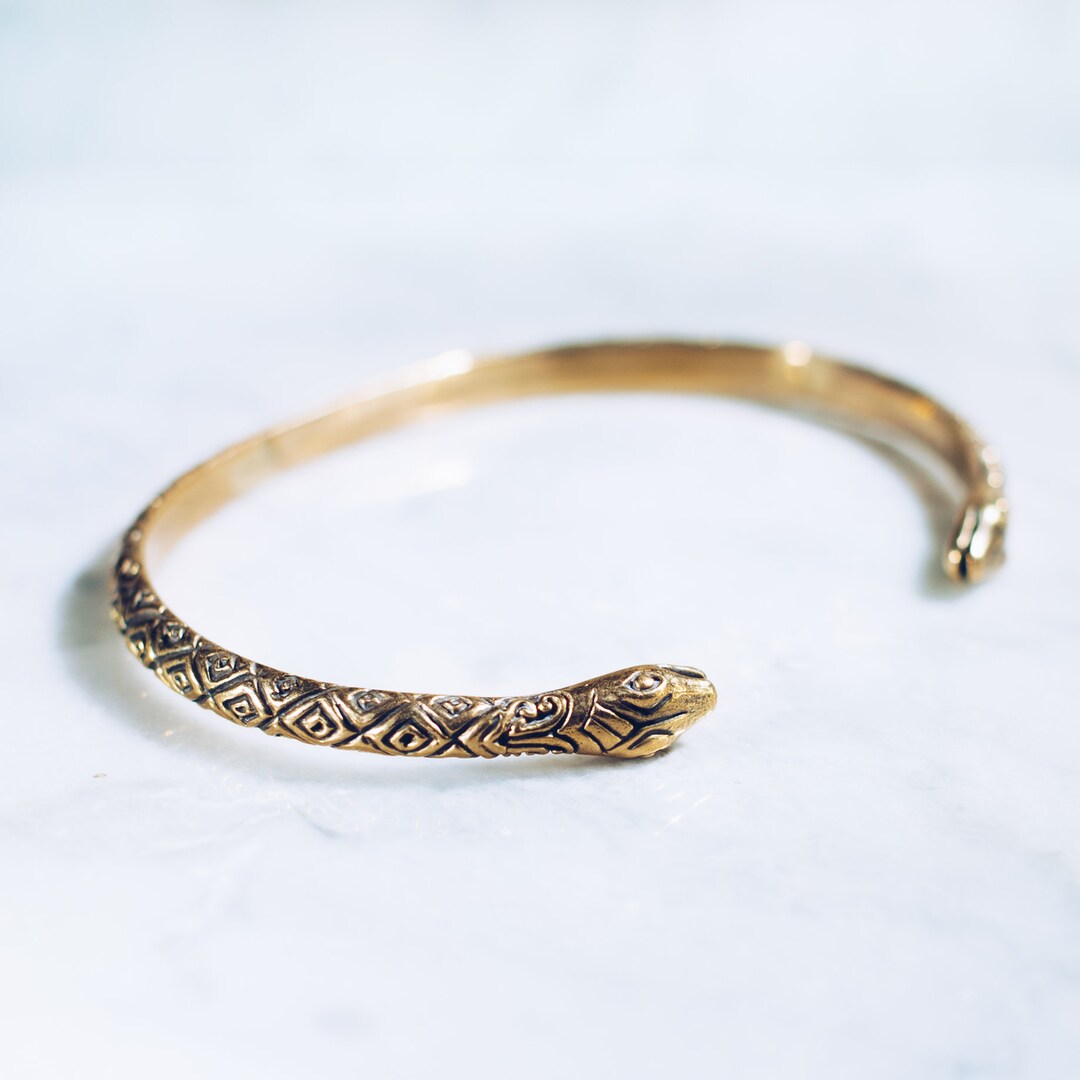 24K Gold Plated Snake Bracelet for Men and Women Greek Mythology