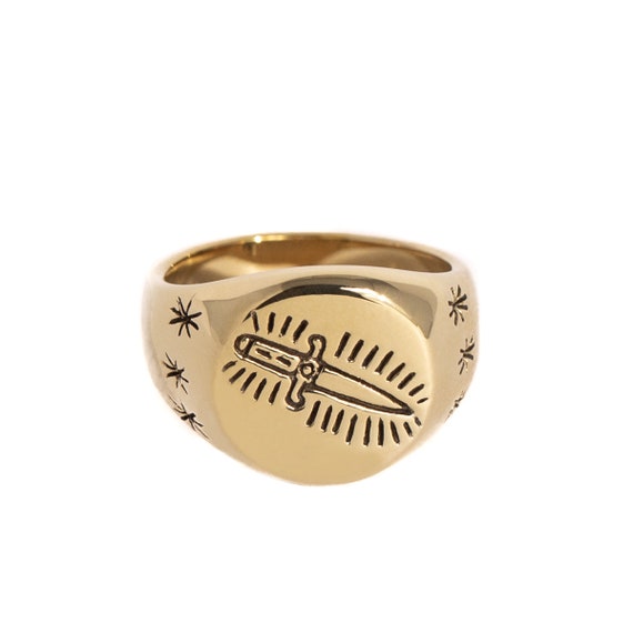 Bague poignard en laiton dore pour homme et femme Bagues uniques Bijoux punk rock gothique Bagues auriculaires Etsy France