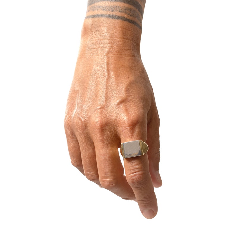 Mixed Metal Ring Flat Top for Men and Women Gold Brass Etsy