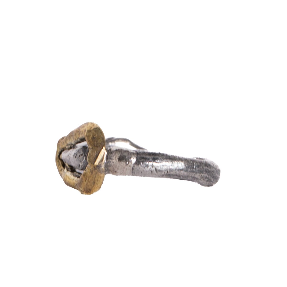 Ring Fob Rugged Hanha Ring, Rugged Chain Ring, Mixed Silver and Brass Ring, Mixed Chain ...