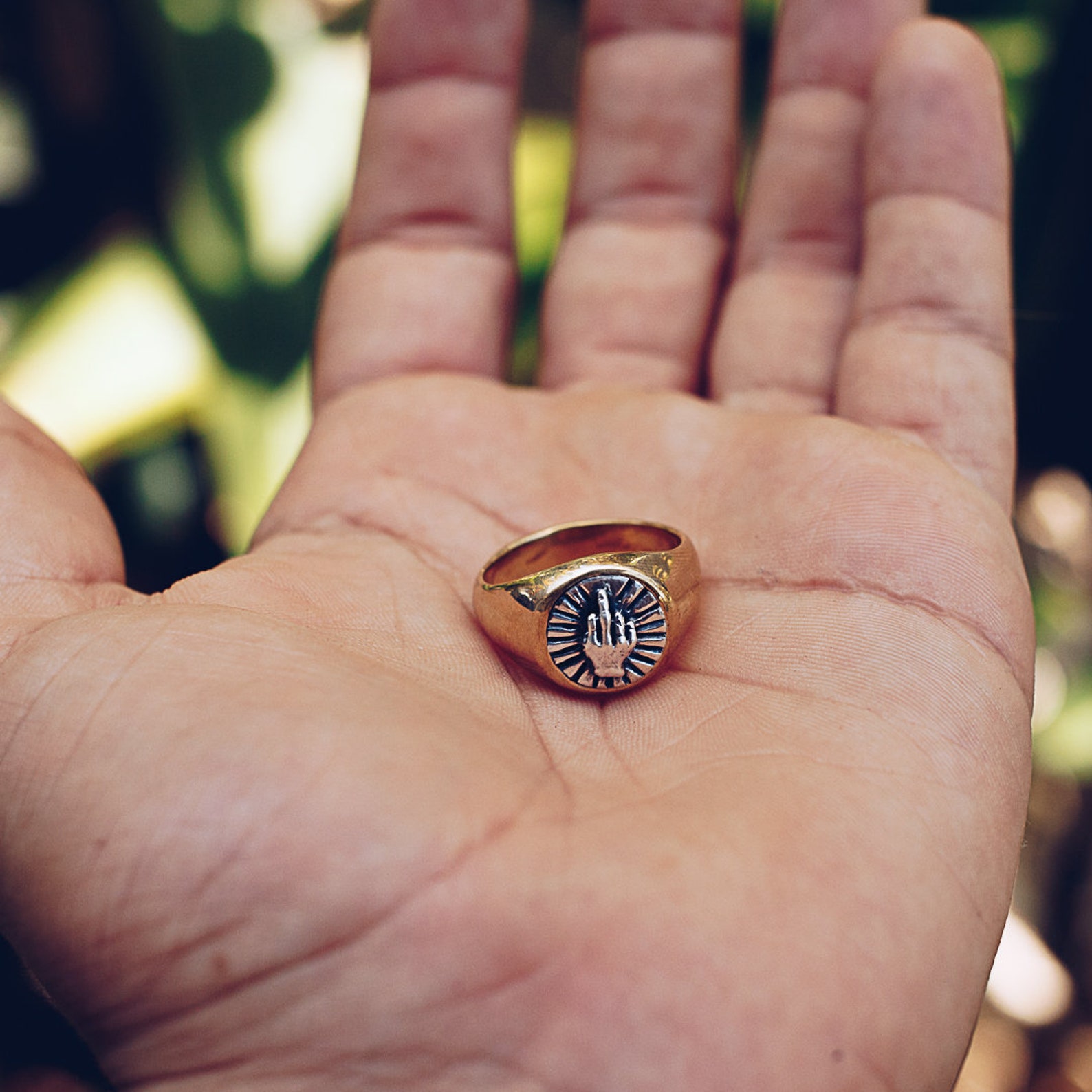 Middle Finger Ring in Gold and Silver Grunge Rings for Men Etsy