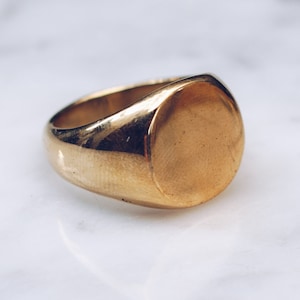 Mens Gold Toned Ring, Big Brass Ring, Flat Top Ring, Simple Rings For Men, Flat Face Ring, Statement Ring, Minimalist Ring, Unisex Ring