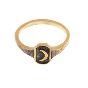 Dainty Moon Ring for Women Men | Gold Brass Crescent Moon Jewelry, Pinky Rings
