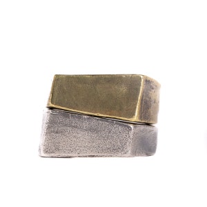 Saha staplad ring, 925 sterlingsilverring, rustik silverring, herrring i mässing, handgjorda smycken, födelsedagspresentidé, festivalsmycken