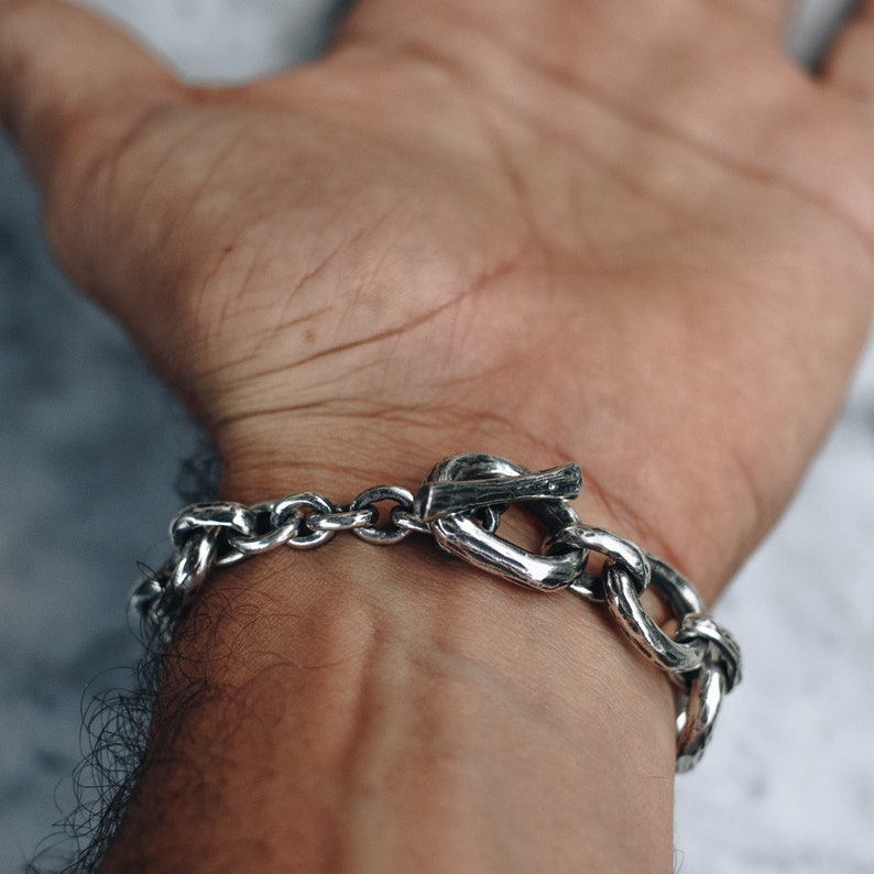 Chunky Chain Bracelet for Men Women Sterling Silver Large Thick Chunky Bracelet, Chain Link Bracelet image 5