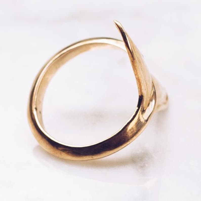 Marine Life Ring Ocean Jewelry Gold Whale Tail Ring Whale Ring for Women Men