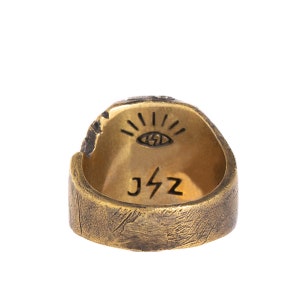 Rugged Rustic Ring Brass and Sterling With 3 Stones, Unisex Statement ...