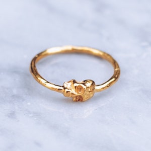 24K Gold Plated Tiny Skull Ring | Small Skull Ring for Women, Dainty Skull Ring, Gothic Ring, Punk Rock Ring