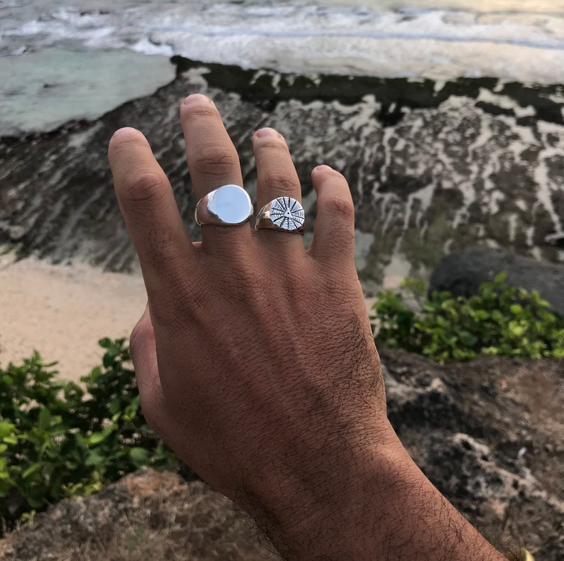 Mens Pinky Ring Simple Ring Silver Flat Face Ring Vintage Etsy