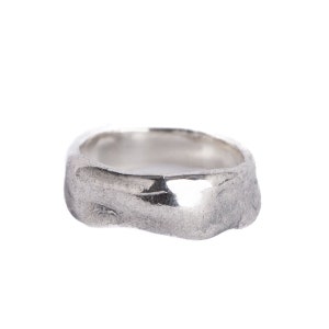 Abstract Rugged Band Ring Silver Unique Mens Band Rings, Hammered Ring, Pinky Ring image 8