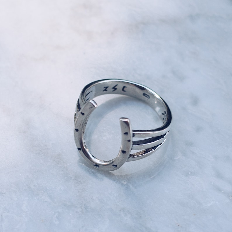 Adjustable 925 Sterling Silver Horseshoe Ring