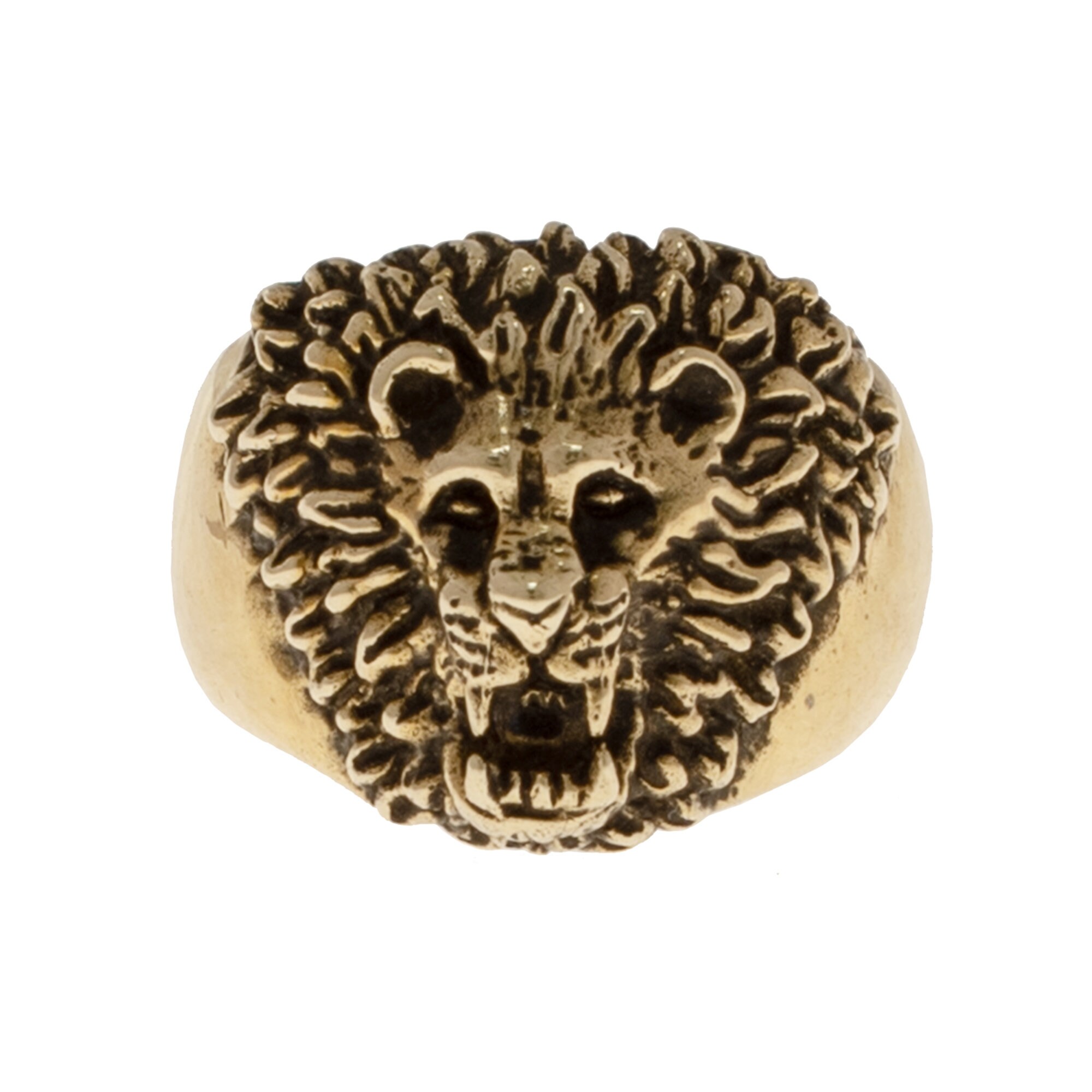 Real 14k Diamond Eye Men Lion Ring in Yellow Gold | Jahda