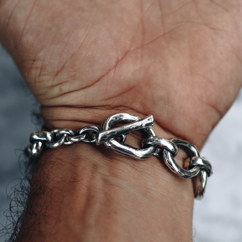 Chunky Chain Bracelet for Men Women Sterling Silver Large Thick Chunky Bracelet, Chain Link Bracelet image 7