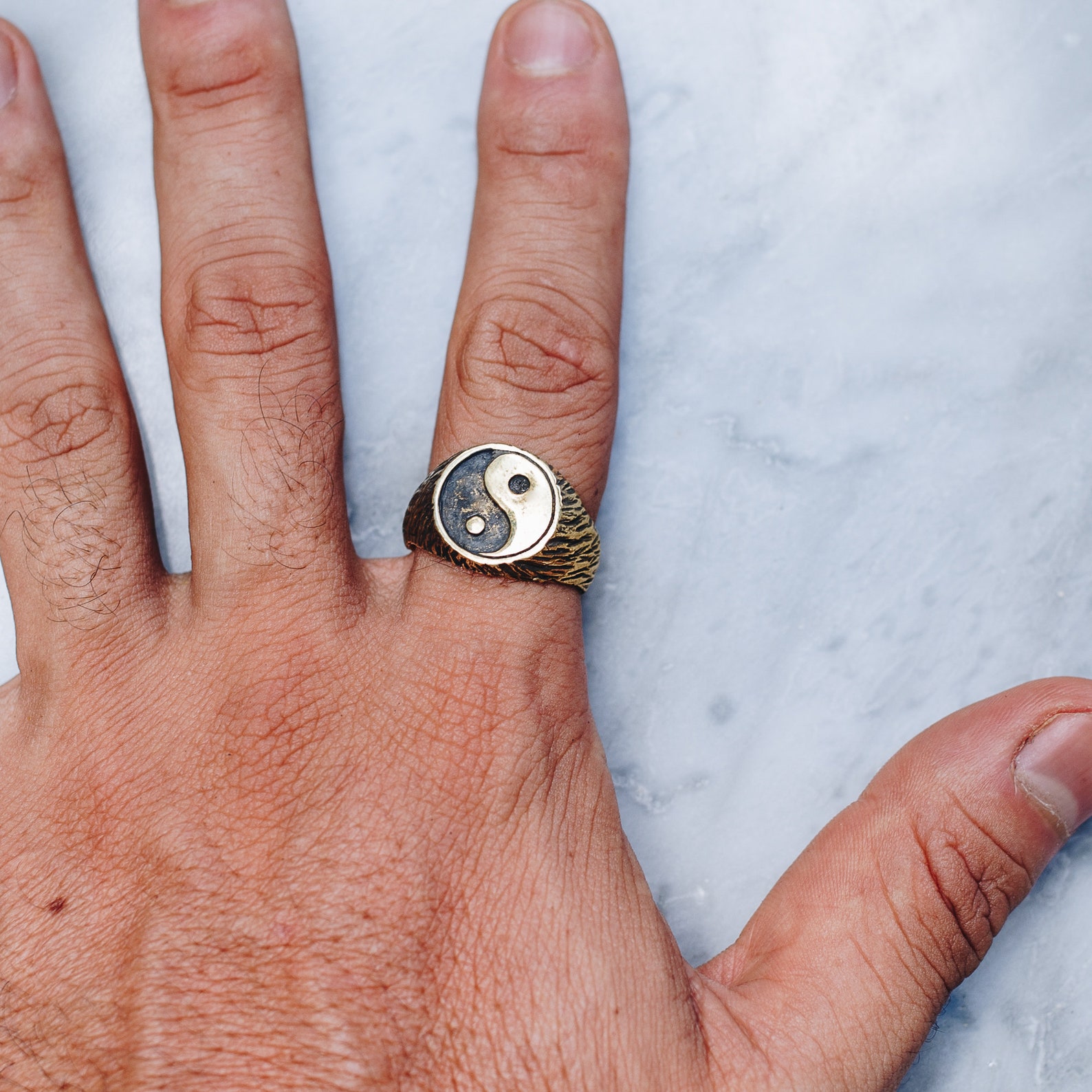 Yin and Yang Ring in Gold Brass, Martial Arts Jewelry for Women Men ...