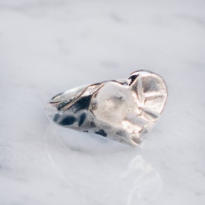 Silver Heart Ring |  Chunky Heart Ring, Love Ring, Minimalists Heart Ring, Unique Heart Ring, Statement Jewelry For Her