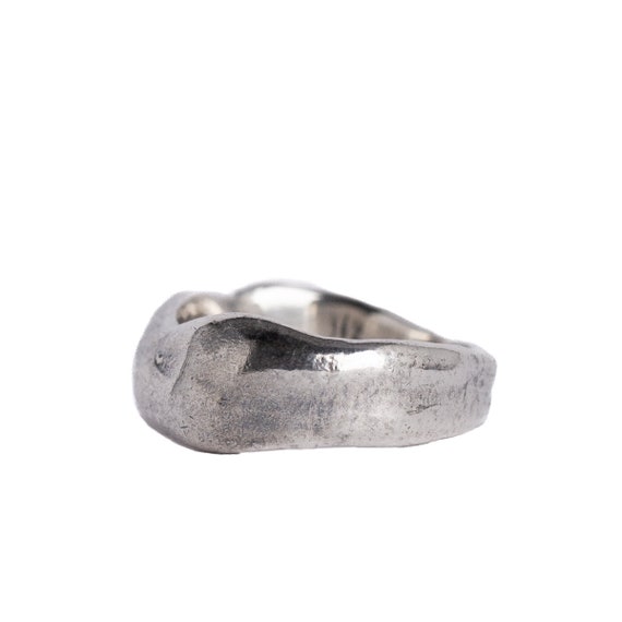 Rugged textured organic men's sterling silver ring