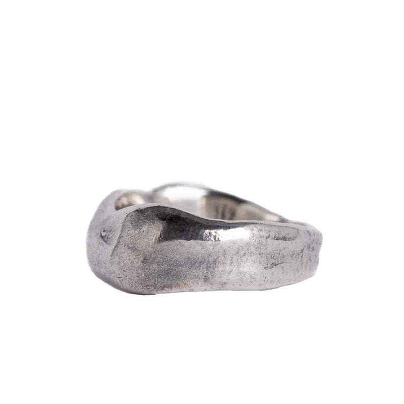 Abstract Rugged Band Ring Silver Unique Mens Band Rings, Hammered Ring, Pinky Ring image 10