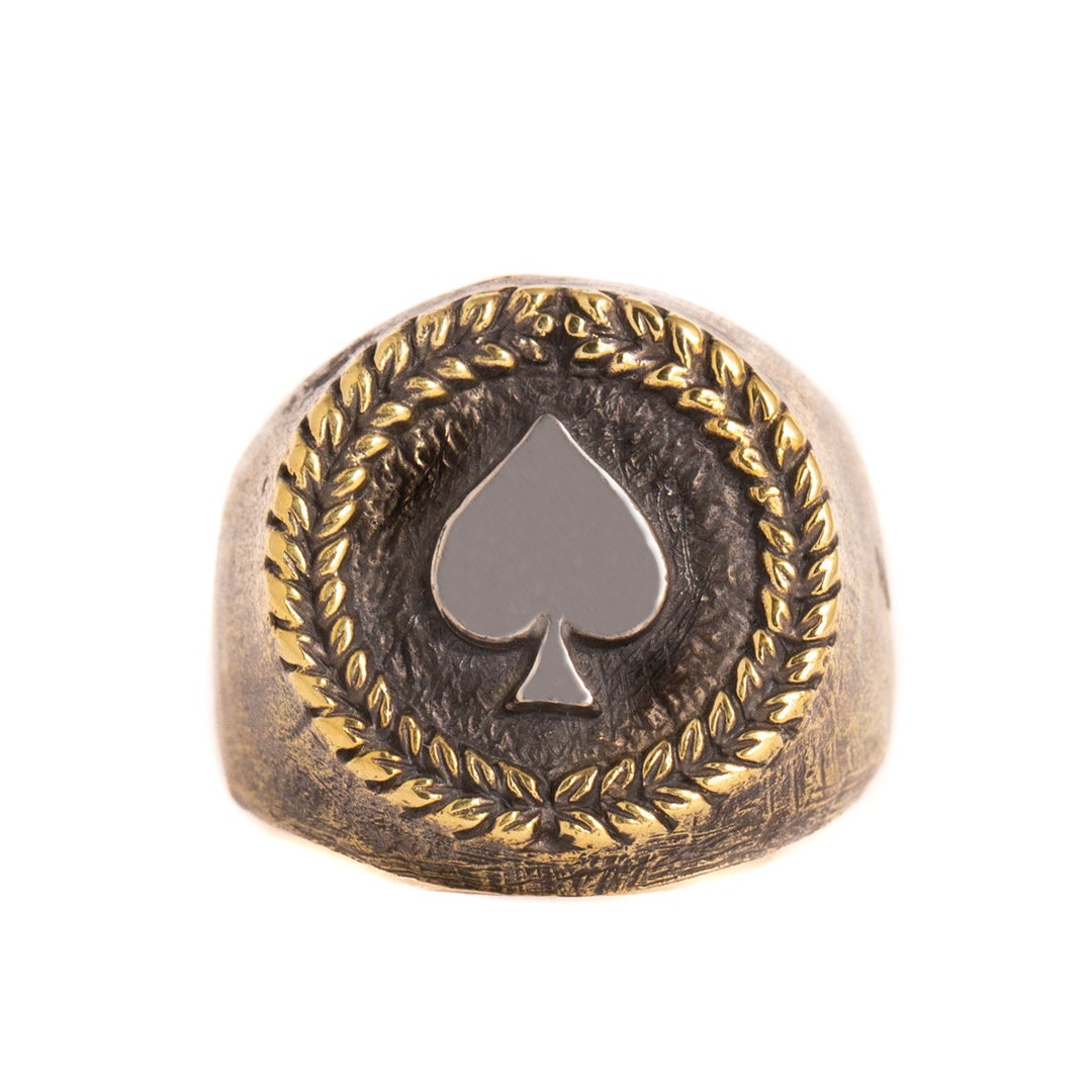 Spade Ring for Men Mixed Metal Rings for Women Ace of Spades Poker