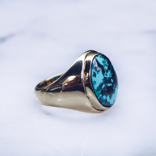 Chrysocolla Ring | Mens Ring Vintage, Mens Pinky Ring, Blue Stone Ring for Men, Mens Boho Ring, Womens and Mens Ring Size