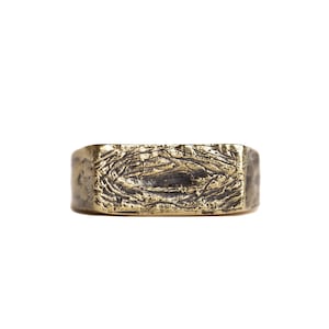 Gold Flat Top Rings for Men Women |  Brass Flat Top Rectangle Rings, Vintage Ring, Geometric Textured Ring, Pinky Ring for Him Her