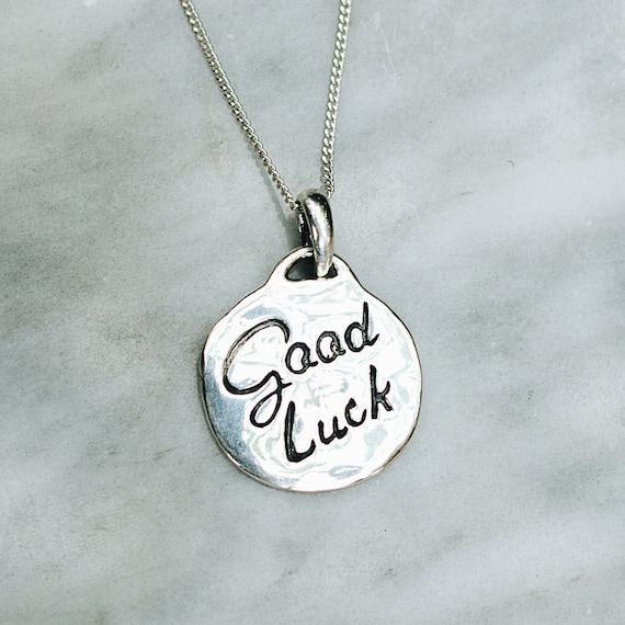 Silver Good Luck Pendant Necklace Engraved Good Luck Pendant Gift for Women Men Good Luck Charm Flower Pendant Good Luck Charm Necklace Etsy UK