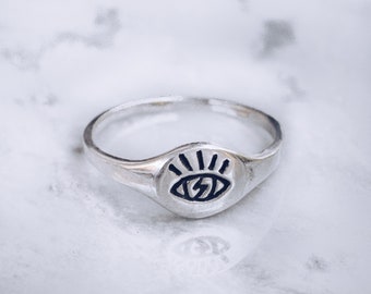 Evil Eye Ring | Sterling Silber Auge der Vorsehung Schutz Schmuck, alles sehende Auge