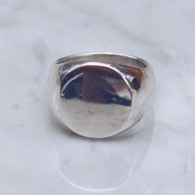 Mens Pinky Ring Simple Ring Silver Flat Face Ring Vintage Etsy
