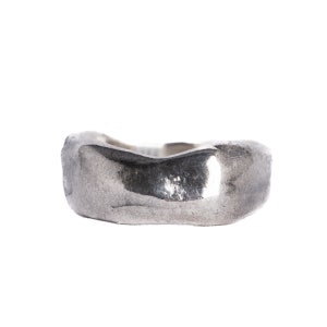 Abstract Rugged Band Ring Silver Unique Mens Band Rings, Hammered Ring, Pinky Ring image 9