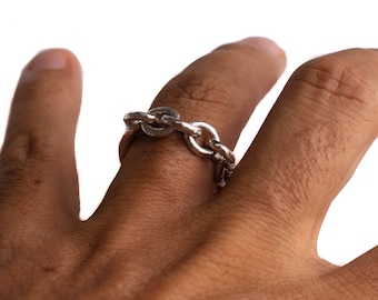 Silver Chain Link Ring, Unique Chain Ring, Simple Link Ring, Minimalist Ring