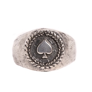 Spades Ring for Men - Silver Ace of Spades Rings for Women - Poker Jewelry - Black Jack Gambling Ring