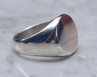 Mens pinky ring in vintage style by JewelryLabBali® - Flat face ring in sterling silver unique fall fashion jewelry anniversary gift for him