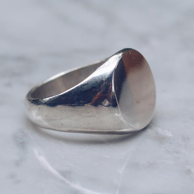 Mens Pinky Ring Simple Ring Silver Flat Face Ring Vintage Etsy