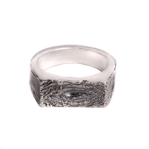 Sterling Silver Eye Ring for Men Women | Rectangle Rings, shops Geometric Textured Pinky Rings