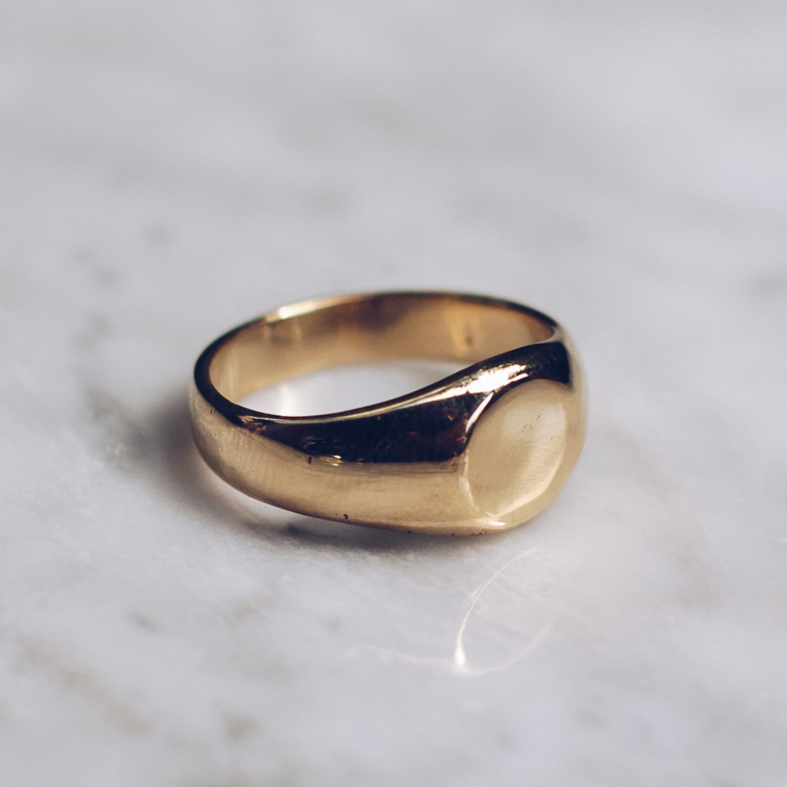 Flat Face Ring Gold Brass Simple Ring for Women Urban Ring - Etsy