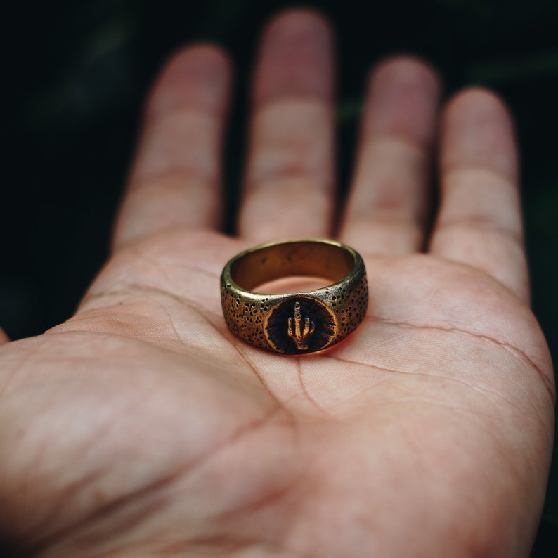 Middle Finger Brass Ring Mens Gold Brass Ring Grunge Rings Etsy