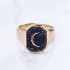 Bague croissant de lune, bagues en laiton pour femme, bijoux pour homme, bague céleste, bijoux mystiques, bague wicca, bague islamique, anneaux lune auriculaire