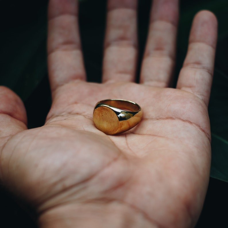 Minimalist Mens Gold Ring Flat Top Ring Mens Brass Ring Etsy