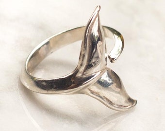 Whale Tail Ring, Sterling Silver Jewelry, Ocean Ring, Nautical Ring, Whale Lover Gift, Coastal Jewelry, Statement Rings For Women, Boho