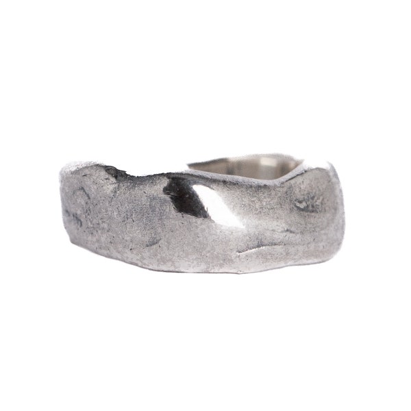 Abstract Rugged Band Ring Silver | Unique Mens Band Rings, Hammered Ring, Pinky Ring