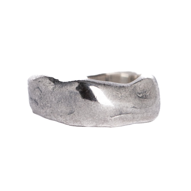 Abstract Rugged Band Ring Silver Unique Mens Band Rings, Hammered Ring, Pinky Ring image 1