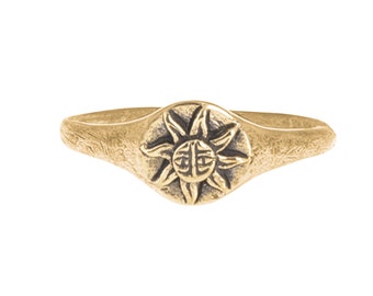 Sun Ring Gold Brass Band for Women or Men |  Dainty Ring, Celestial Jewelry