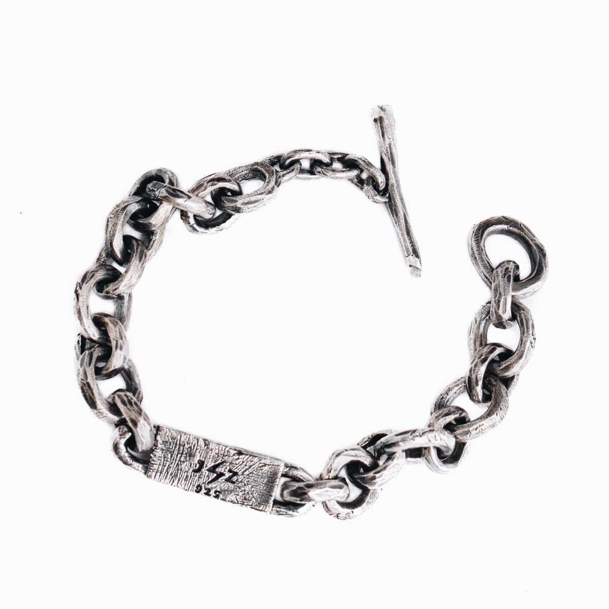 Chunky Silver Chain Bracelet With Ring Center, Thick, Rugged, Rustic, Gothic Style, Black Onyx Stones - Etsy Chunky Silver Chain Bracelet With Ring Center, Thick, Rugged, Rustic, Gothic Style, Black Onyx Stones - Etsy
