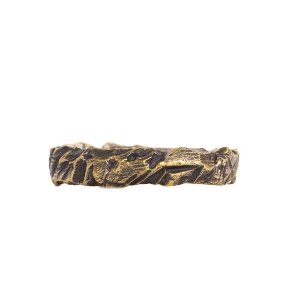 Medium Hammered Ring, Tiny Raw Textured Ring, Rustic Jewelry, Handcraft Ring for Him or Her, Original Design Statement Ring Solid Brass Ring