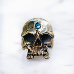 Chunky Skull Rings for Men | Gold Brass Skull Ring, Gothic Ring, Large Skull Ring, Death Ring, Punk Rock Ring, Mens Skull Rings