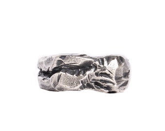925 Sterling Silver Ring, Rustic Silver Ring, Hammered Silver Ring, Textured Ring, Gothic Jewelry, Emo Punk Ring, Statement Jewelry,Men Gift