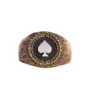 Ace of Spades Ring for Men - Oxidized Brass Rings - Decorative Rings - Cool Black Jack Jewelry