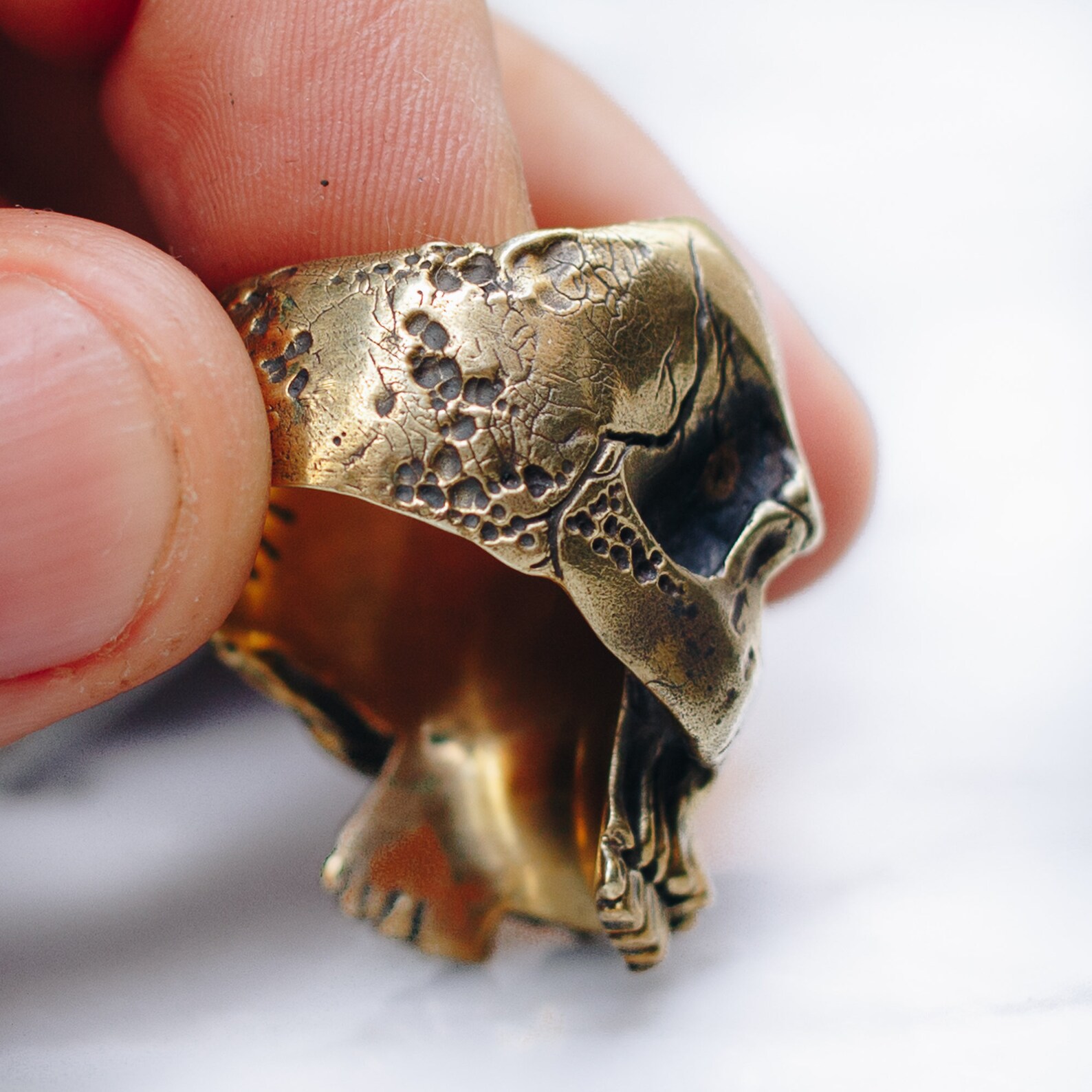 Turquoise Skull Ring for Men Women Gold Brass Cool Men's Etsy