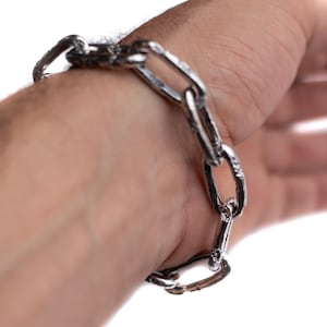 Thick Chain Chunky Silver Bracelet By JewelryLabBali ~ Halloween Costume Accessory ~ Bold Statement Punk Jewelry ~ Halloween Chain Bracelet