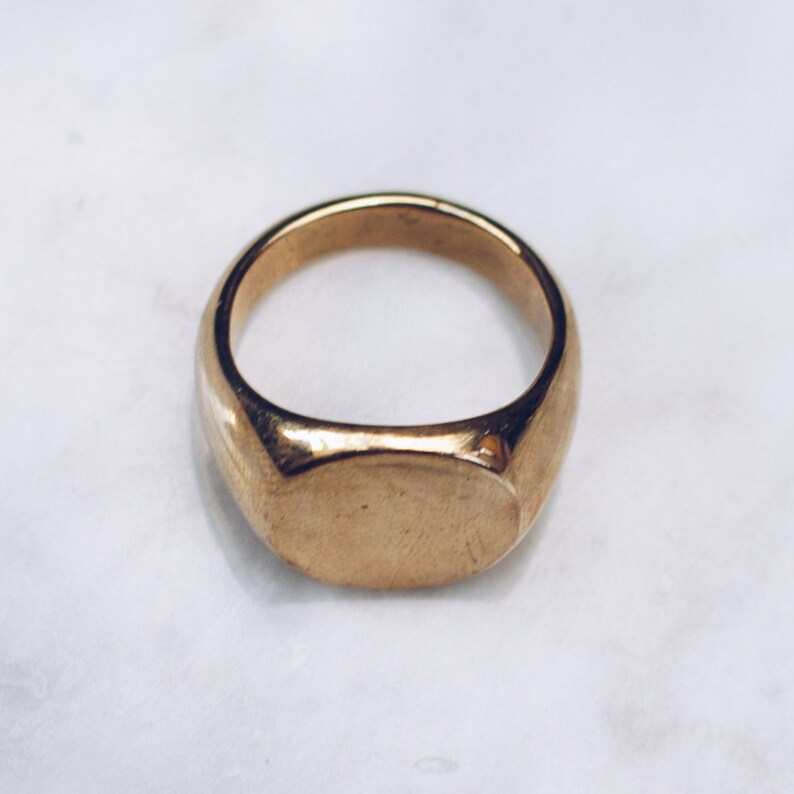 Minimalist Mens Gold Ring Flat Top Ring Mens Brass Ring Etsy