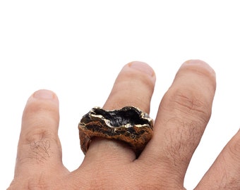 Gold Brass Vya Ring for Men and Women |  Cool Rugged Ring, Open Ring, Boho Jewelry